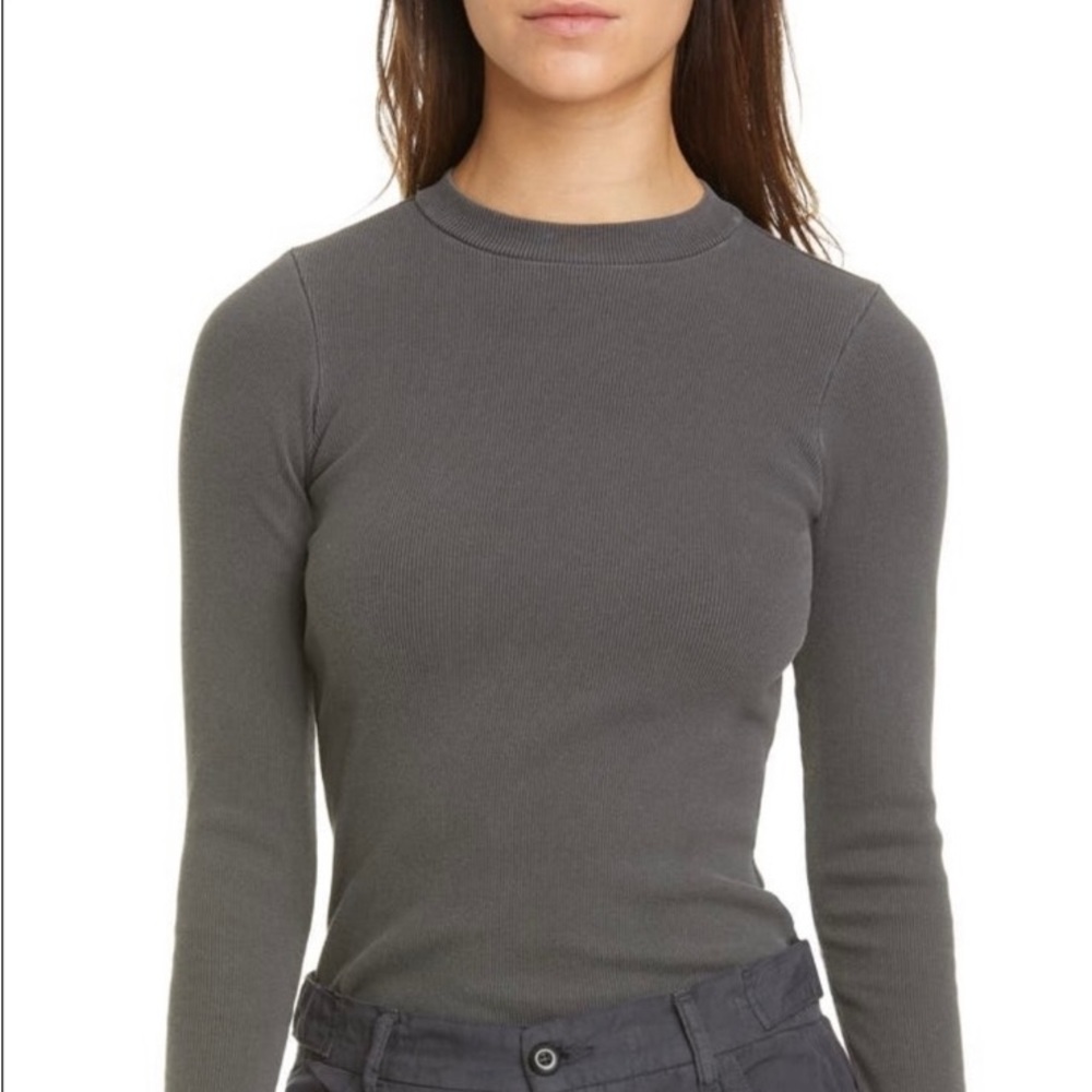 NSF Fitted Long Sleeve Rib Knit Top